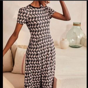 Boden Lucinda Jersey Midi dress, pink flamingos